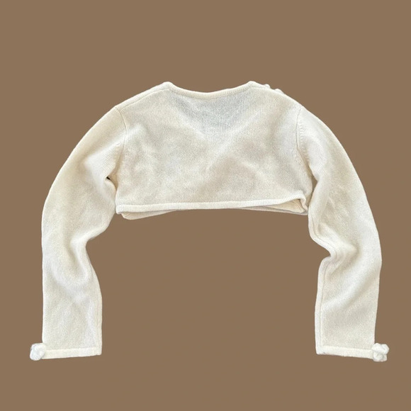 Designer I Pinco Pallino Baby Girls 100% Cashmere Wrap Sweater Cream Bow Wedding - Picture 5 of 7